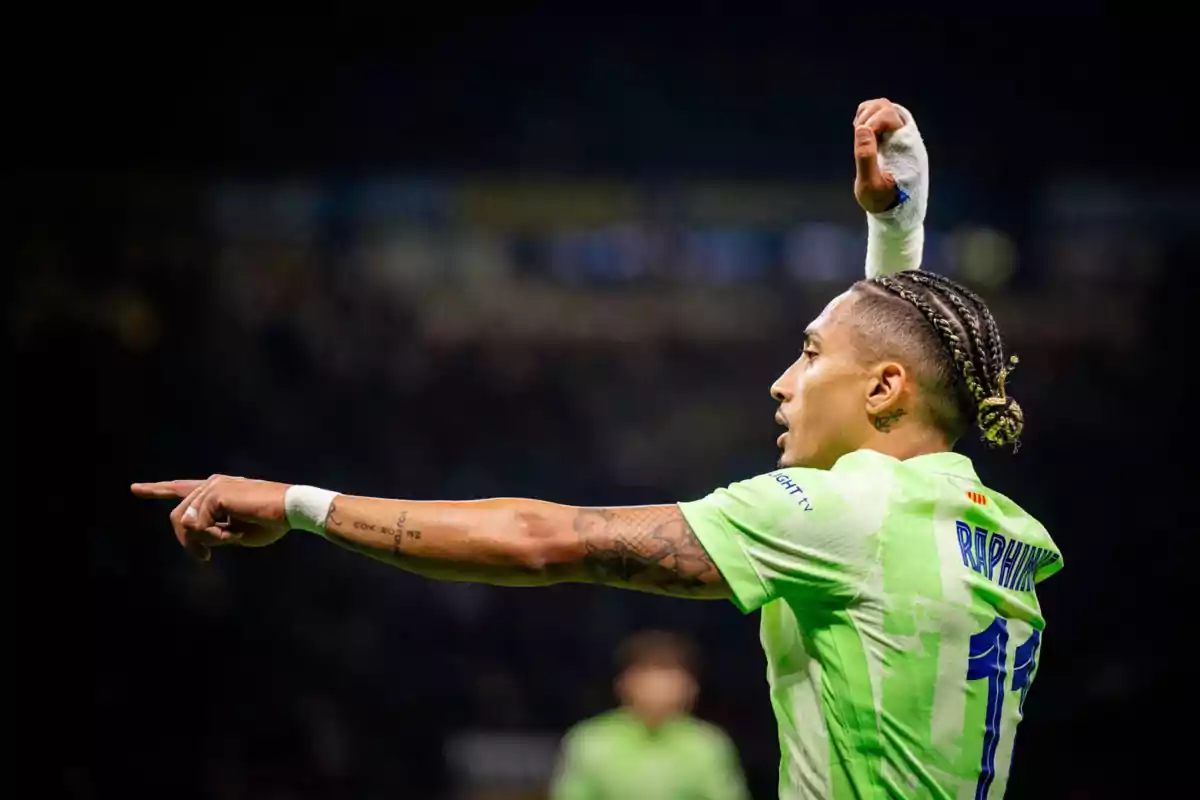 Raphinha celebrant el seu gol contra l'Inter. Raphinha celebrant el seu gol contra l'Inter.