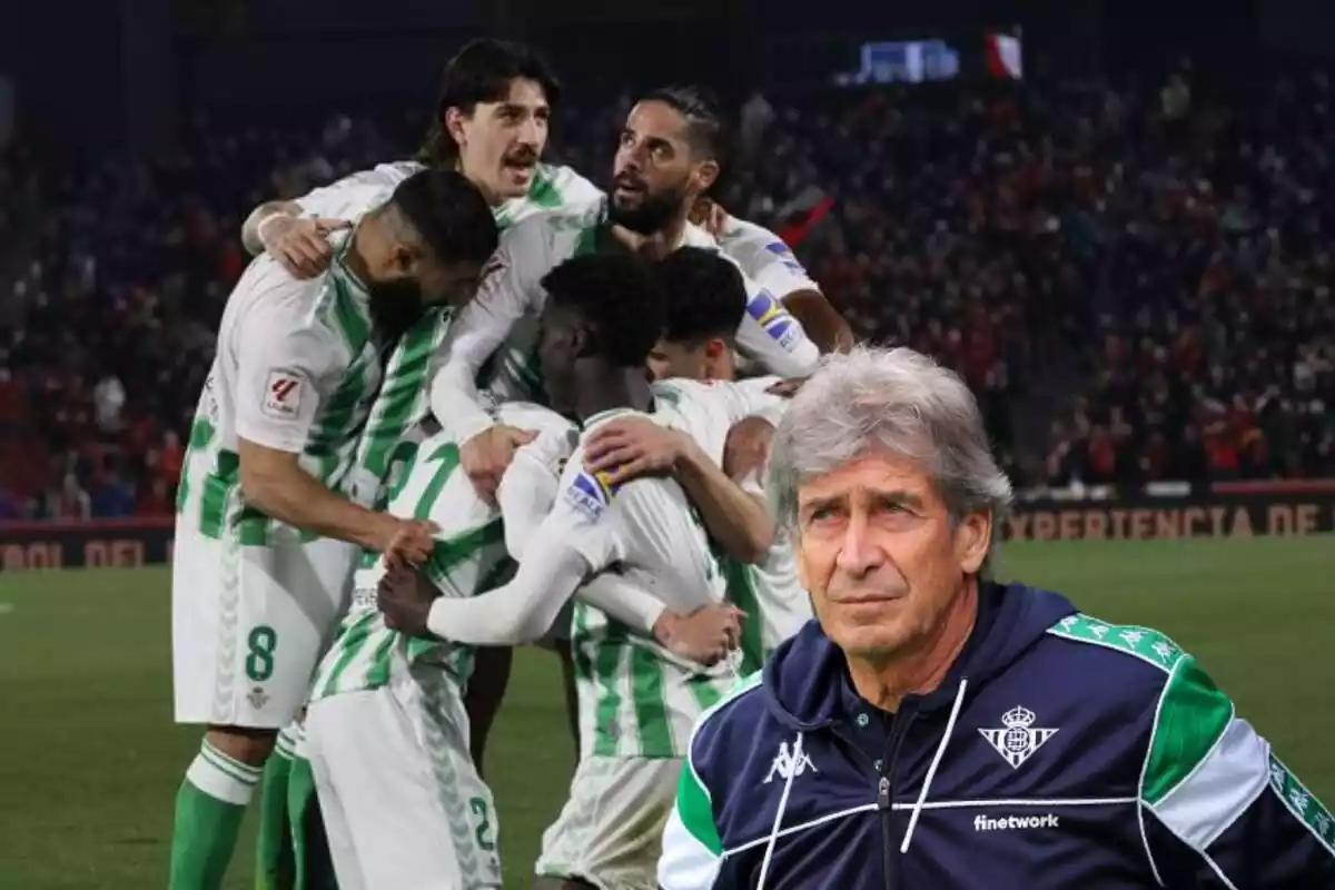Manuel Pellegrini i els jugadors del Real Betis celebrant un gol