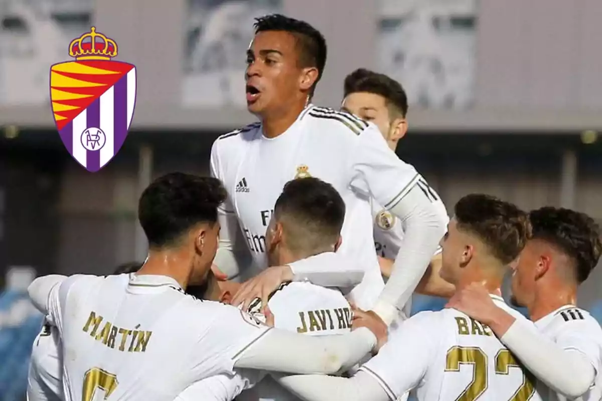 Jugadors del Reial Madrid Castilla celebrant un gol el 2020