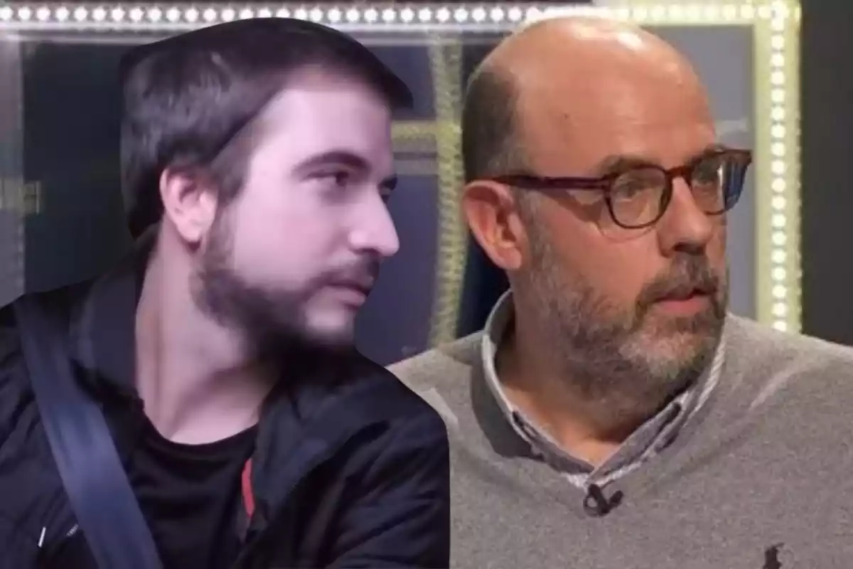 Muntatge amb una imatge de Jordi Basté durant una entrevista. A l'esquerra una imatge amb Ricard Ustrell durant la seva intervenció al programa "Al coche"