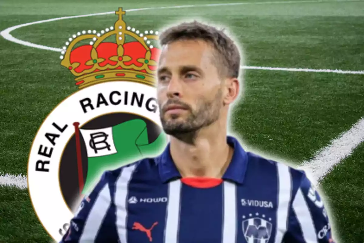 Sergio Canales y el escudo del Racing de Santander