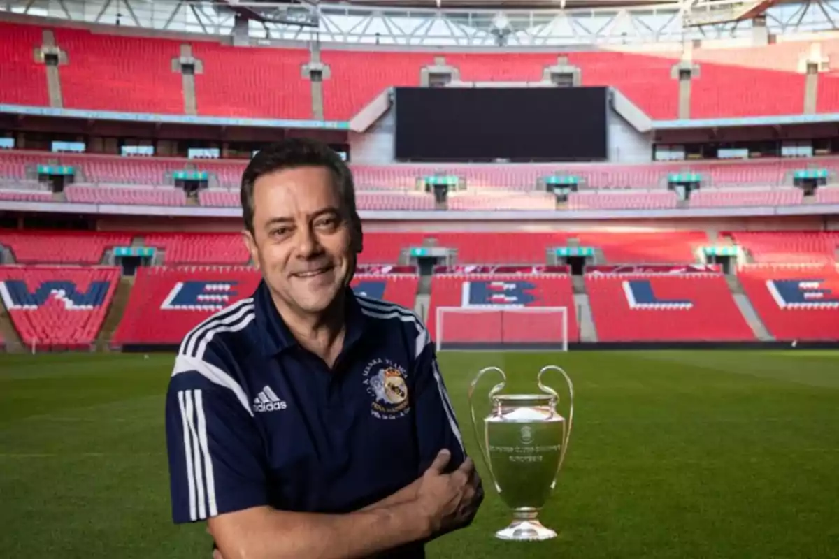 Una imatge de Tomás Roncero sobreimpressionada al Wembley Stadium