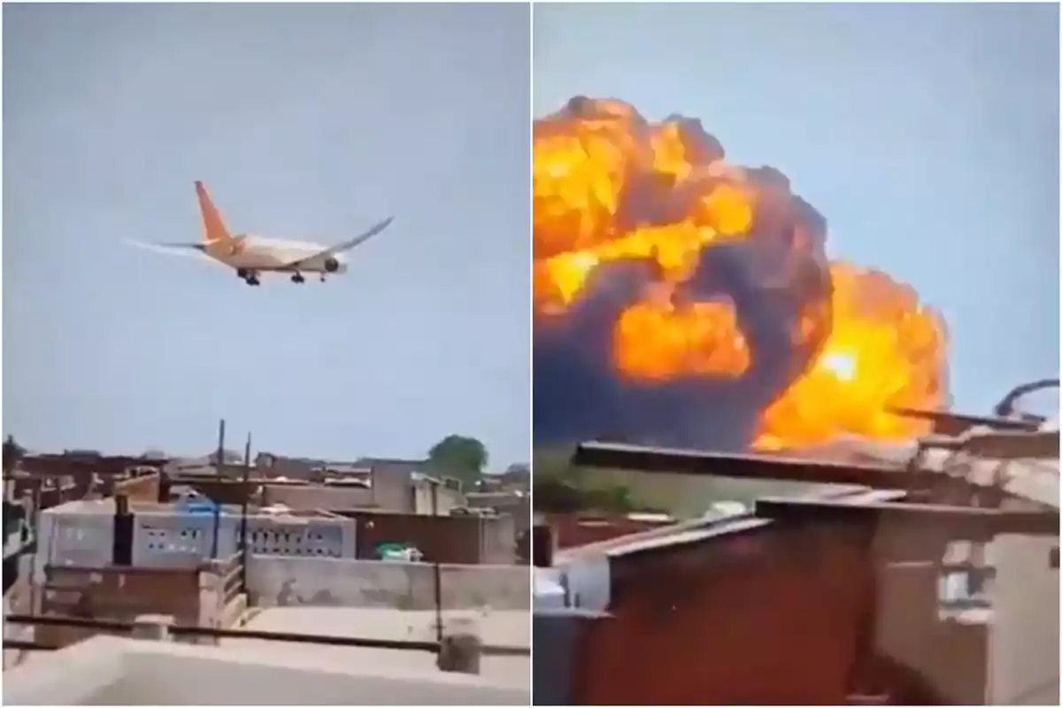 Captures del vídeo de l'accident de l'avió d'Air India