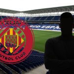 Muntatge en que apareix el camp de l'Espanyol i l'escut del Girona