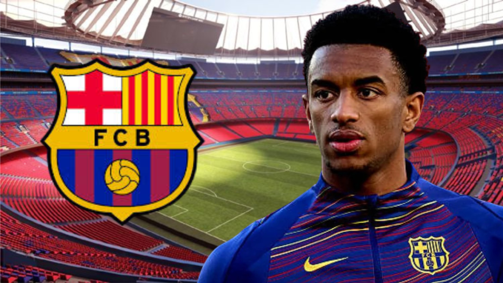 Muntatge en que apareix el camp del Barça i Alejandro Balde