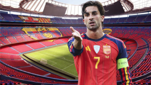 Muntatge en què es veu Ferran Torres al Camp Nou