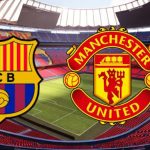 Muntatge en que es veu el Camp Nou i els escuts del Barça i el Manchester United