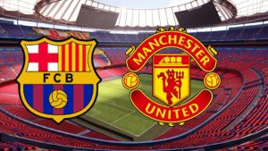 Muntatge en que es veu el Camp Nou i els escuts del Barça i el Manchester United