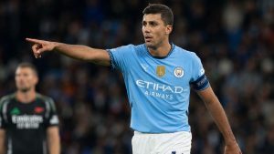 Rodri durant un partit amb el Manchester City